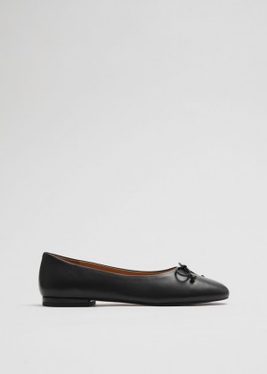 Balerinky & Other Stories Kozene Ballet Flats Damske Čierne | SK-PQ4870295