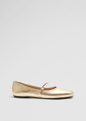 Balerinky & Other Stories Mary Jane Kozene Ballerina Flats Damske Zlate Metal | SK-XE1426039