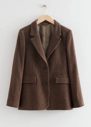 Blejzer & Other Stories Fitted Checked Damske Hnede | SK-KY2136754