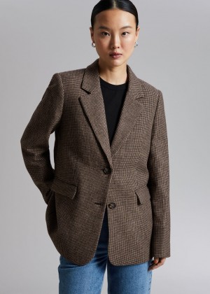 Blejzer & Other Stories Fitted Checked Damske Hnede | SK-KS5647029