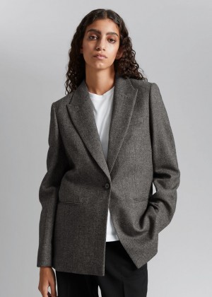 Blejzer & Other Stories Oversized Pinstripe Damske Siva | SK-WV3027458