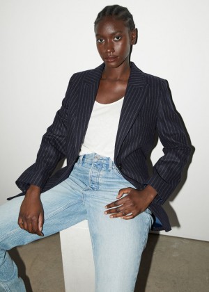 Blejzer & Other Stories Oversized Pinstripe Damske Námornícka Modrá | SK-NV5701469
