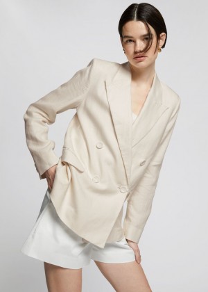 Blejzer & Other Stories Relaxed-Fit Double-Breasted Tailored Damske Biele | SK-UD7261394