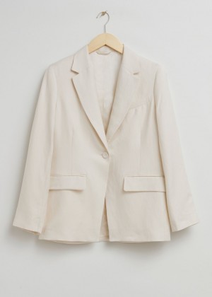 Blejzer & Other Stories Relaxed Cut-Away Tailored Damske Biele | SK-DA2816390