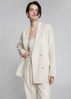 Blejzer & Other Stories Relaxed Double-Breasted Linen Damske Krém | SK-OS4189730