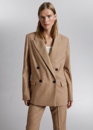 Blejzer & Other Stories Tailored Tweed Damske Béžové | SK-MB5269108