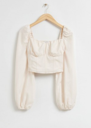 Bluzka & Other Stories Fitted Smocked Back Corset Damske Krém | SK-CI0718692