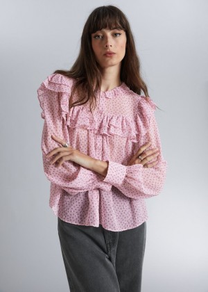 Bluzka & Other Stories Frilled Damske Ruzove | SK-CE9084326