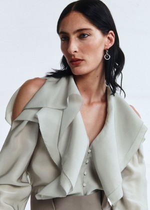 Bluzka & Other Stories Frilled Damske Zelene | SK-IL5207138