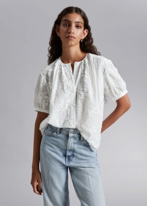 Bluzka & Other Stories Oversized Bavlnene Gathered Detail Damske Biele | SK-VO1603789