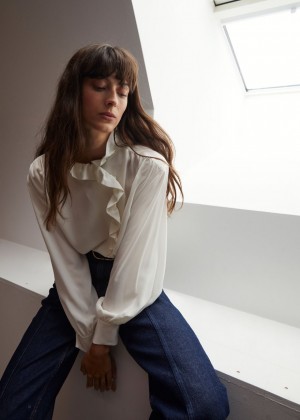 Bluzka & Other Stories Oversized Silk Damske Biele | SK-WE2845791