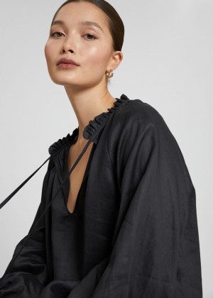 Bluzka & Other Stories Oversized Voluminous Sleeve Damske Čierne | SK-HD3180276