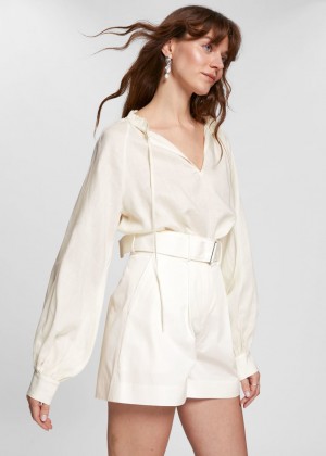 Bluzka & Other Stories Oversized Voluminous Sleeve Damske Biele | SK-NY1938425