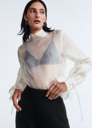 Bluzka & Other Stories Sheer Silk Damske Biele | SK-SJ1938742