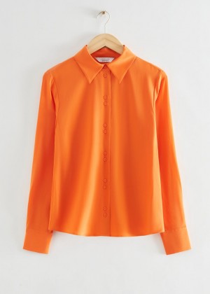 Bluzka & Other Stories Shell Button Silk Damske Svetlo Oranžové | SK-WV0632785