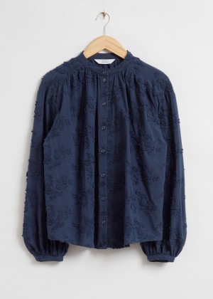 Bluzka & Other Stories Voluminous Stand Collar Damske Tmavo Modre | SK-NU4312657