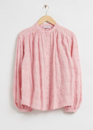 Bluzka & Other Stories Voluminous Stand Collar Damske Ruzove | SK-RQ8649130