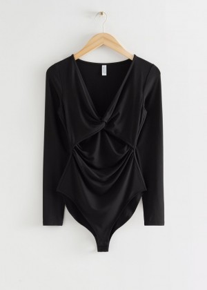 Body & Other Stories Twisted Front Ruched Damske Čierne | SK-OM3920168