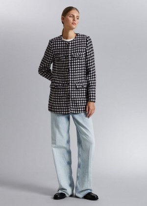 Bunda & Other Stories Buttoned Tweed Damske Čierne Biele | SK-CR6430219