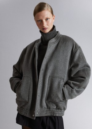 Bunda & Other Stories Oversized Vlna Damske Siva | SK-ZW4620851