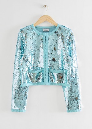Bunda & Other Stories Pletené Sequin Embellished Damske Tyrkysové | SK-AD1890456