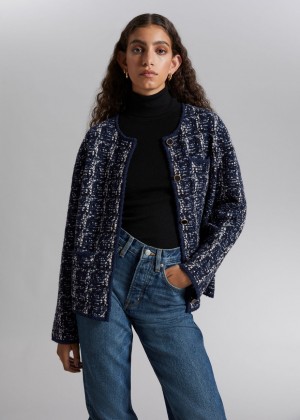 Bunda & Other Stories Tweed Damske Modre Biele | SK-PA2785390