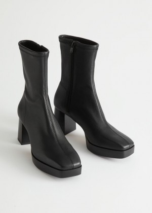 Clenkove Topanky & Other Stories Block Heel Stretch Boots Damske Čierne | SK-YD0967431
