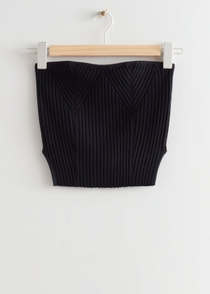 Crop Top & Other Stories Cropped Knit Bustier Damske Čierne | SK-MQ5123498