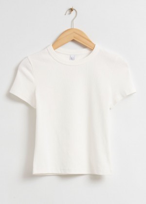 Crop Top & Other Stories Rebrovaný Cropped Damske Biele | SK-HJ4685097
