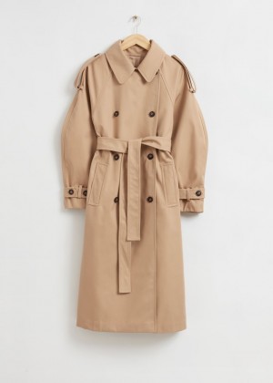 Kabat & Other Stories Oversized Siroke Topanky Sleeve Trench Damske Béžové | SK-XZ8403579