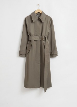 Kabat & Other Stories Relaxed Stredne-Length Trench Damske Hnedožltý Zelene | SK-SX7649503