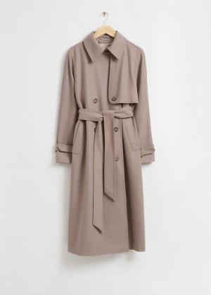 Kabat & Other Stories Relaxed Vlna Belted Trench Damske Béžové | SK-GZ9257308