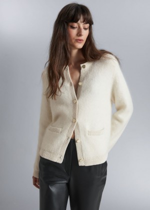 Kardigan & Other Stories Fuzzy Knit Damske Krém | SK-NT2983104
