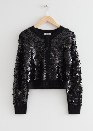 Kardigan & Other Stories Sequin Vlna Knit Damske Čierne | SK-IZ1526743