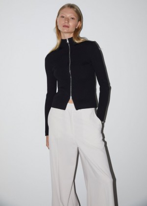 Kardigan & Other Stories Slim Zip Damske Čierne | SK-QG8904261