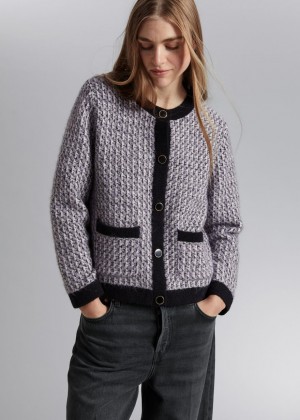 Kardigan & Other Stories Tweed Damske Siva Čierne | SK-SQ1243690