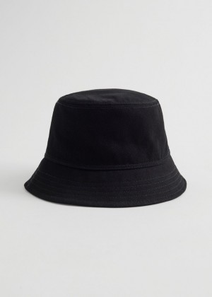 Klobuk & Other Stories Topstitched Denim Bucket Damske Čierne | SK-TE5327061
