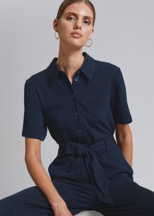 Kombineza & Other Stories Belted Kratke Sleeve Damske Tmavo Modre | SK-NC0621784