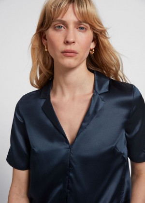 Kosele & Other Stories Fluid Rovno Fit Silk Damske Tmavo Modre | SK-GF5376184