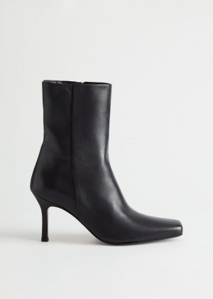 Kozene Cizmy & Other Stories Thin Heel Damske Čierne | SK-TB9263714