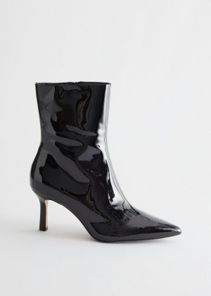 Kozene Cizmy & Other Stories Thin Heel Lakovane Damske Čierne | SK-CR9536021