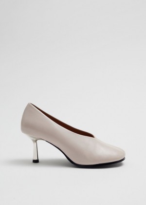 Lodicky & Other Stories Silver Heel Kozene Pumps Damske Béžové | SK-AP3750984