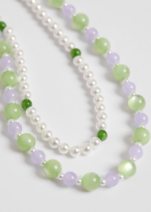 Nahrdelnik & Other Stories Glass Bead Set Damske Svetlo Zelene Lavendel | SK-BV3098726