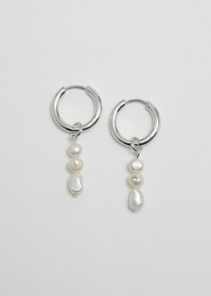 Nausnice & Other Stories Freshwater Pearl Hoops Damske Strieborne | SK-RK2506917