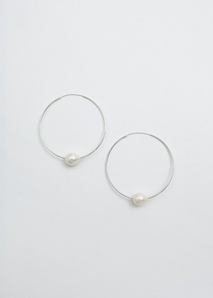 Nausnice & Other Stories Freshwater Pearl Hoops Damske Strieborne | SK-HZ7451906