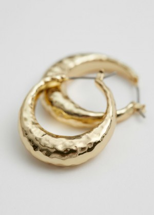 Nausnice & Other Stories Hammered Hoop Damske Zlate | SK-BP7890124