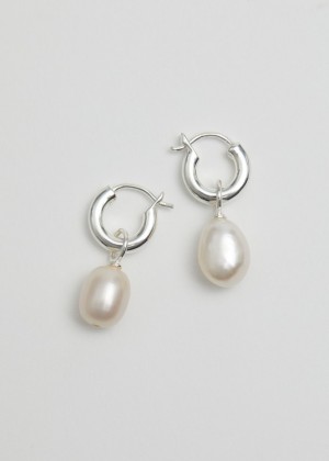 Nausnice & Other Stories Pearl Charm Sterling Silver Damske Strieborne | SK-UT3982645