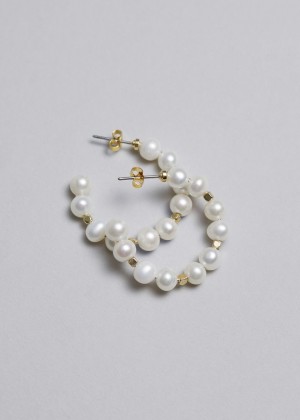 Nausnice & Other Stories Pearl Hoop Damske Biele | SK-LF9618320