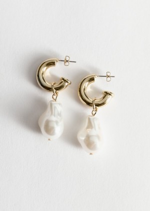 Nausnice & Other Stories Pearl Pendant Mini Hoop Damske Zlate | SK-VR9814302