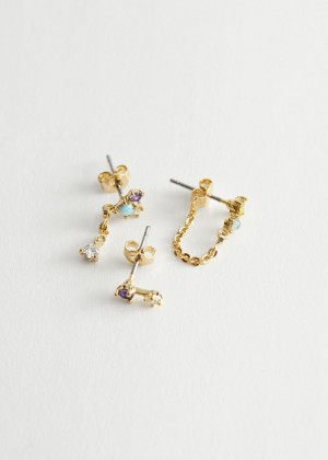 Nausnice & Other Stories Rhinestone Chain Drop Damske Zlate | SK-EM1086495